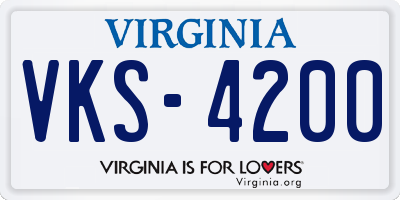 VA license plate VKS4200