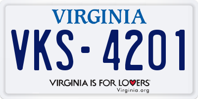 VA license plate VKS4201