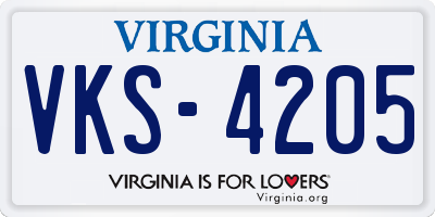 VA license plate VKS4205