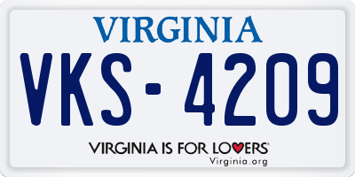 VA license plate VKS4209