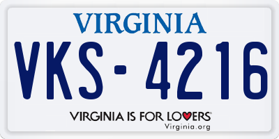 VA license plate VKS4216