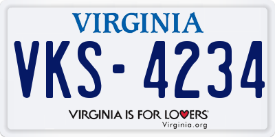 VA license plate VKS4234