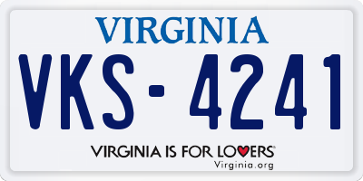 VA license plate VKS4241