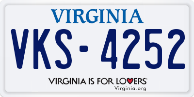 VA license plate VKS4252