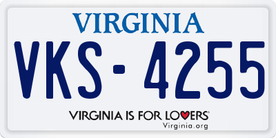 VA license plate VKS4255