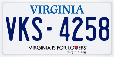 VA license plate VKS4258