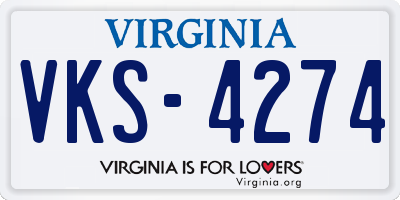 VA license plate VKS4274
