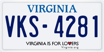 VA license plate VKS4281