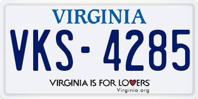 VA license plate VKS4285