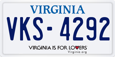 VA license plate VKS4292
