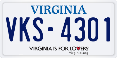 VA license plate VKS4301