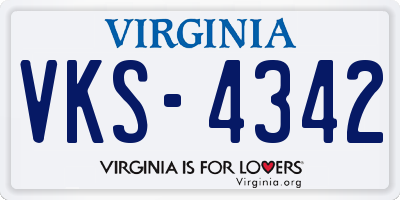 VA license plate VKS4342