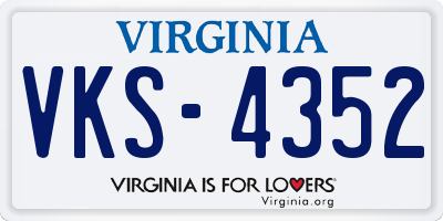 VA license plate VKS4352
