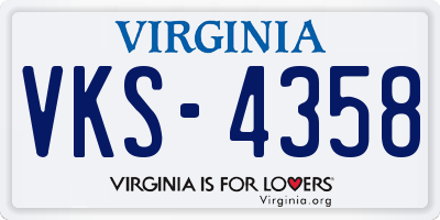 VA license plate VKS4358