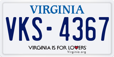 VA license plate VKS4367