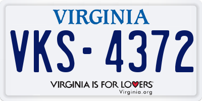 VA license plate VKS4372