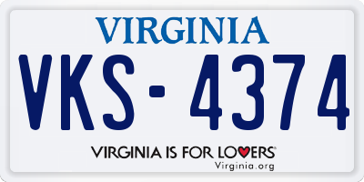 VA license plate VKS4374