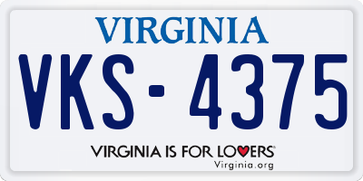 VA license plate VKS4375