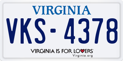 VA license plate VKS4378