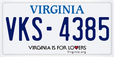 VA license plate VKS4385