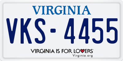 VA license plate VKS4455