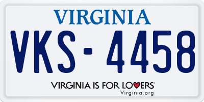 VA license plate VKS4458