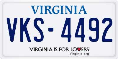 VA license plate VKS4492