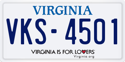 VA license plate VKS4501