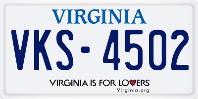 VA license plate VKS4502