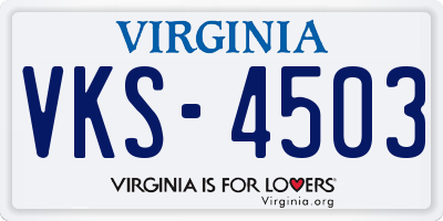 VA license plate VKS4503