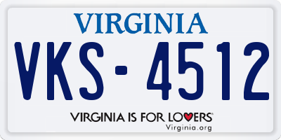 VA license plate VKS4512