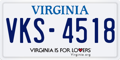 VA license plate VKS4518