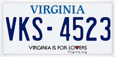 VA license plate VKS4523