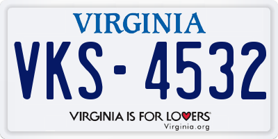 VA license plate VKS4532