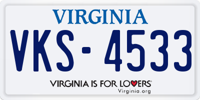 VA license plate VKS4533