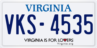 VA license plate VKS4535