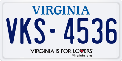 VA license plate VKS4536