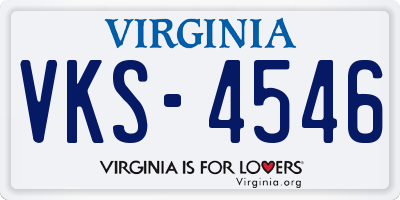 VA license plate VKS4546