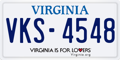 VA license plate VKS4548
