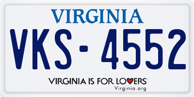 VA license plate VKS4552