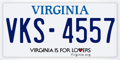 VA license plate VKS4557
