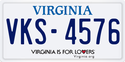 VA license plate VKS4576