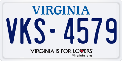 VA license plate VKS4579