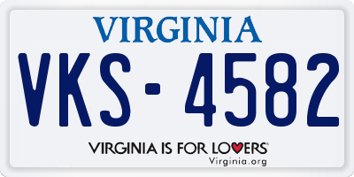 VA license plate VKS4582