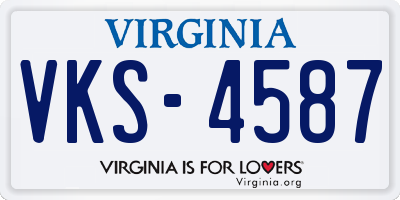 VA license plate VKS4587