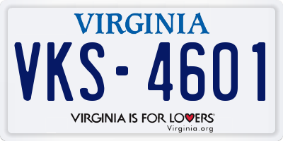 VA license plate VKS4601
