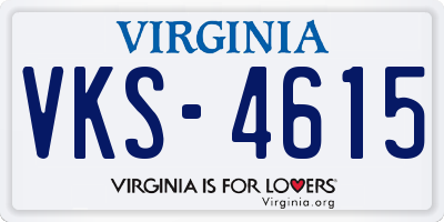 VA license plate VKS4615