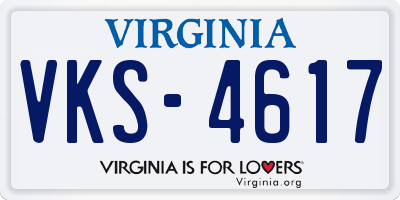VA license plate VKS4617