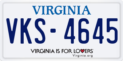 VA license plate VKS4645