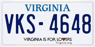 VA license plate VKS4648